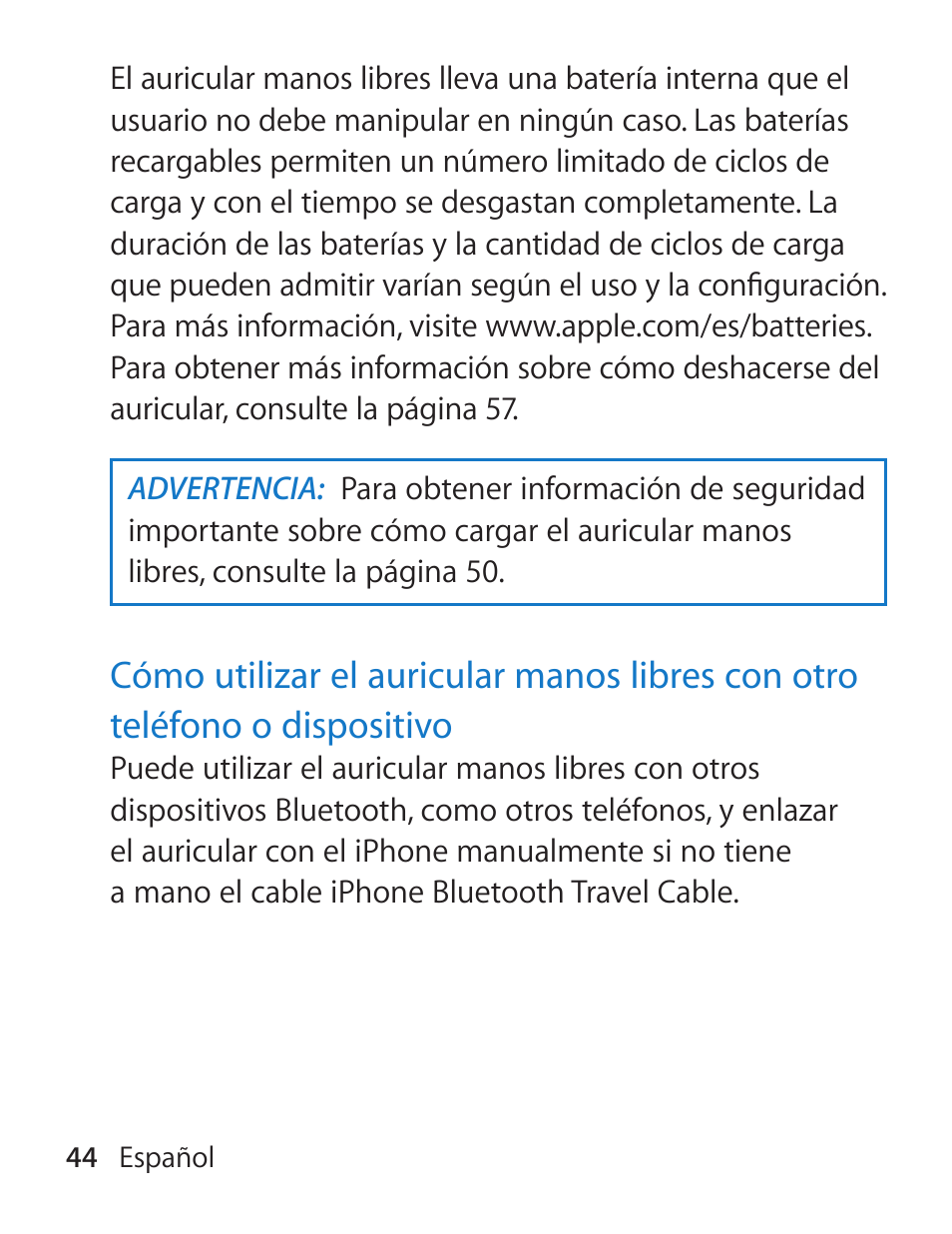 Apple iPhone Bluetooth Headset User Manual | Page 44 / 60
