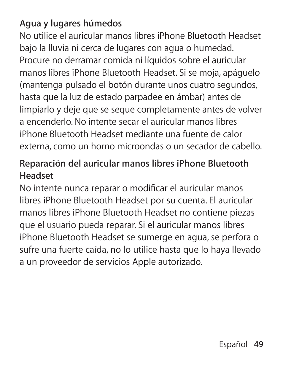 Apple iPhone Bluetooth Headset User Manual | Page 49 / 60