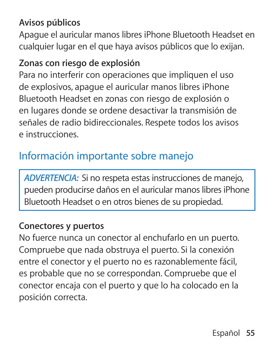 Apple iPhone Bluetooth Headset User Manual | Page 55 / 60