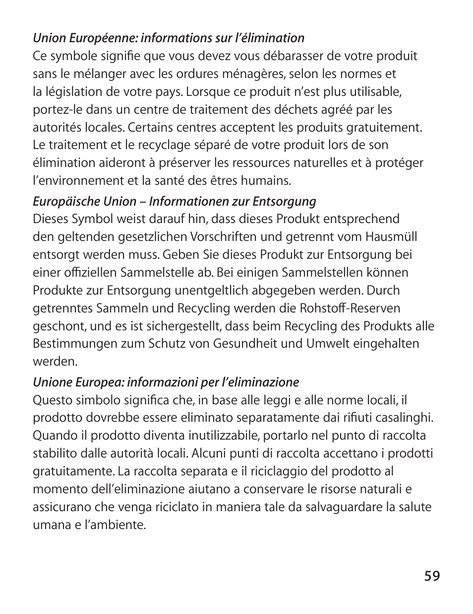 Apple iPhone Bluetooth Headset User Manual | Page 59 / 60