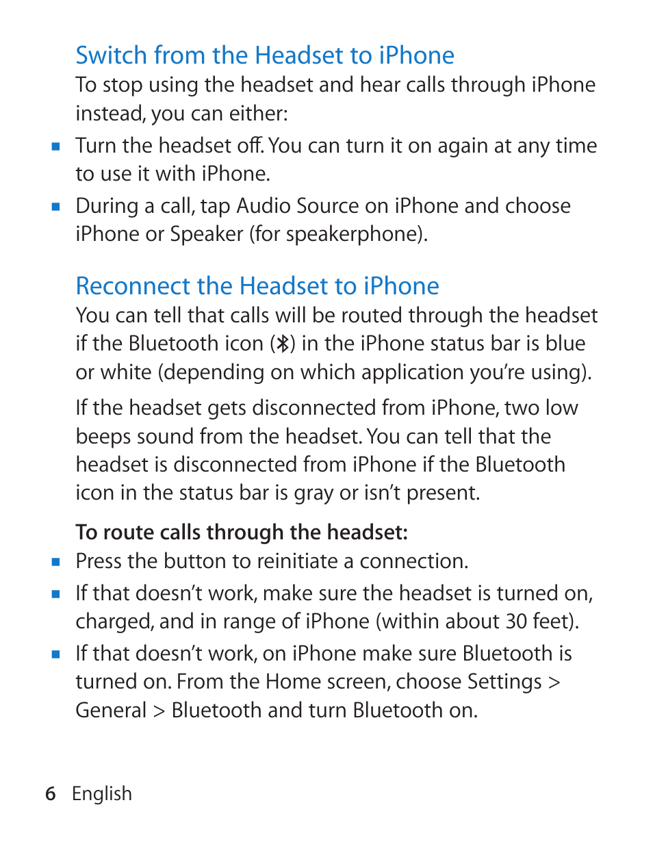 Apple iPhone Bluetooth Headset User Manual | Page 6 / 60