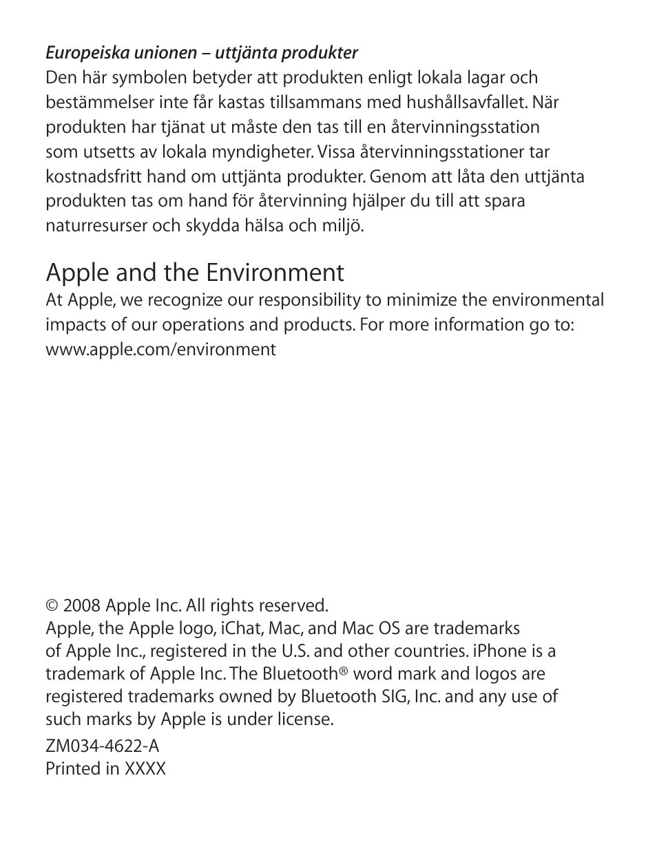Apple and the environment | Apple iPhone Bluetooth Headset User Manual | Page 60 / 60