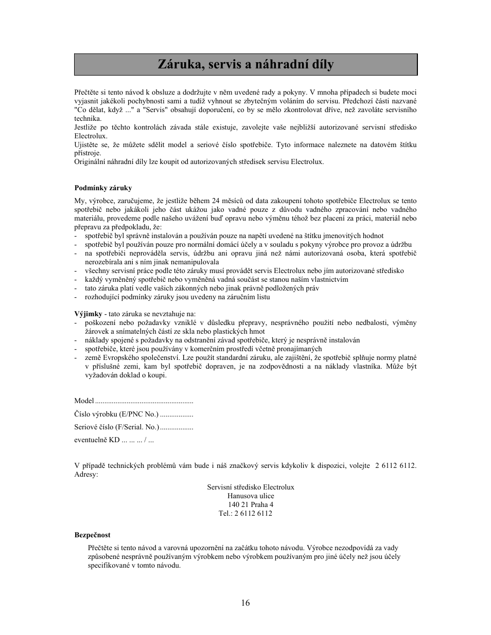 Záruka, servis a náhradní díly | Electrolux EMM21000W User Manual | Page 149 / 180