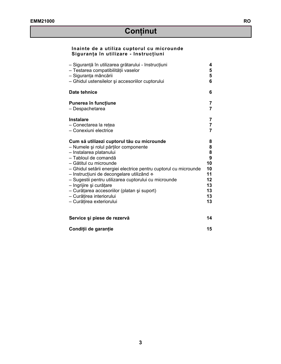 Conţinut | Electrolux EMM21000W User Manual | Page 85 / 180