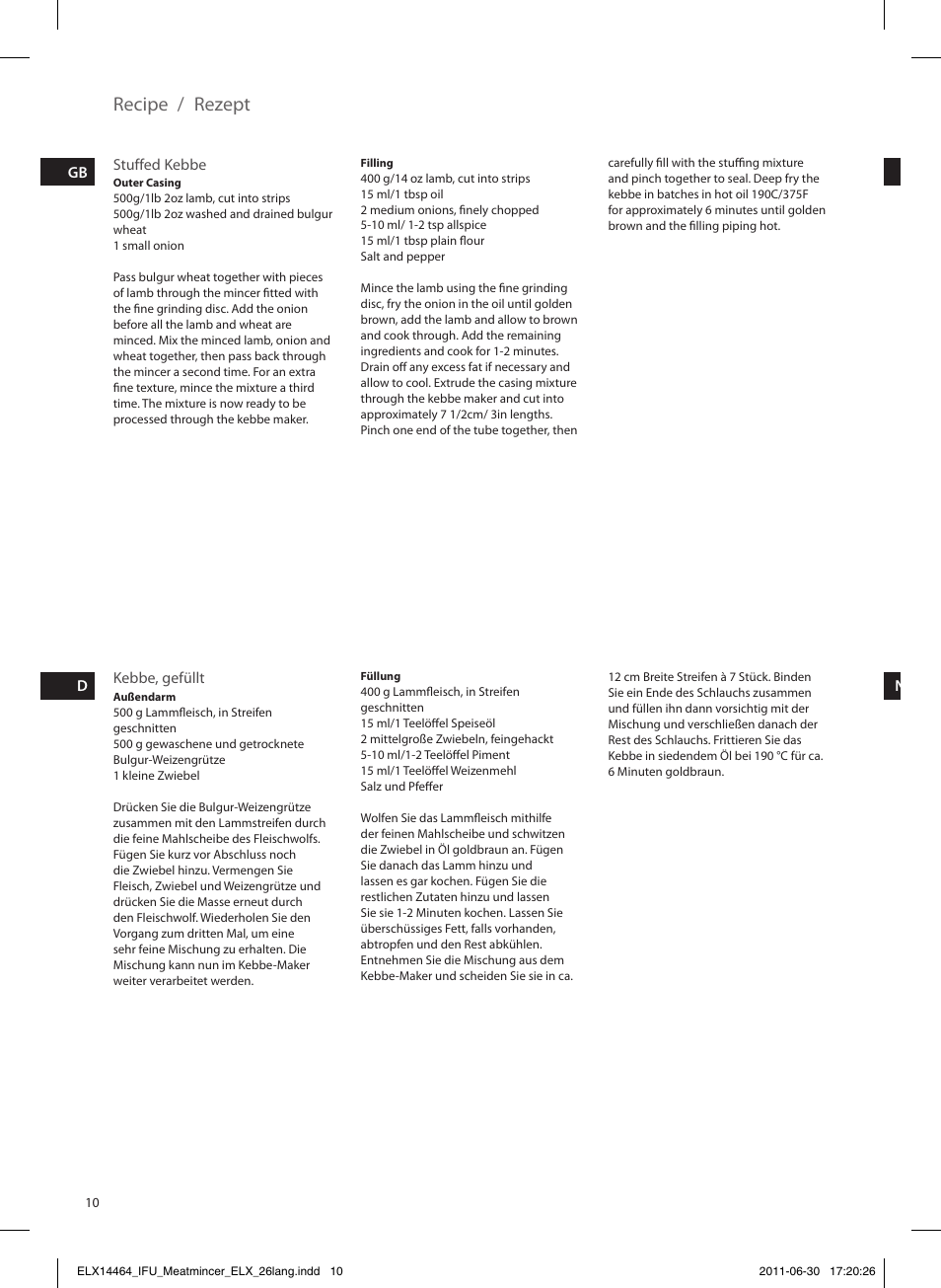 Recipe, Rezept | Electrolux EMM1000 User Manual | Page 10 / 88