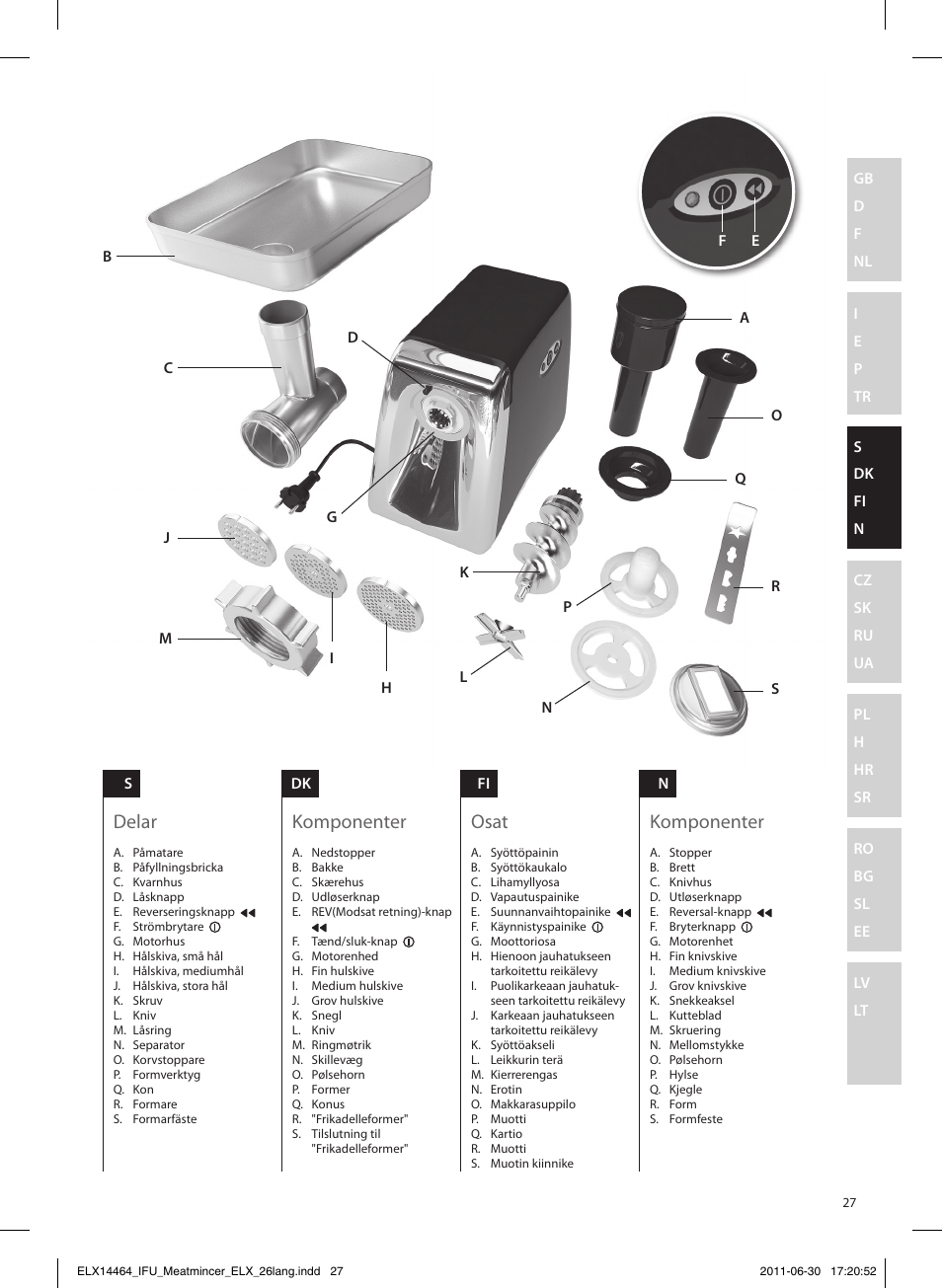 Delar komponenter osat komponenter | Electrolux EMM1000 User Manual | Page 27 / 88