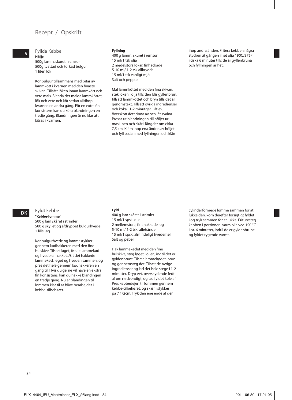 Recept / opskrift | Electrolux EMM1000 User Manual | Page 34 / 88