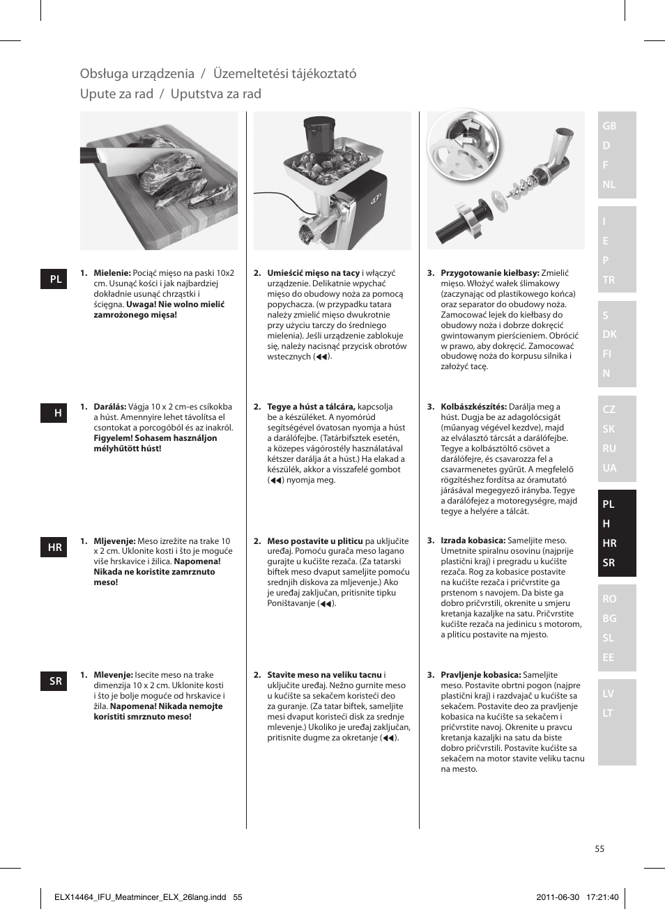 Uputstva za rad | Electrolux EMM1000 User Manual | Page 55 / 88