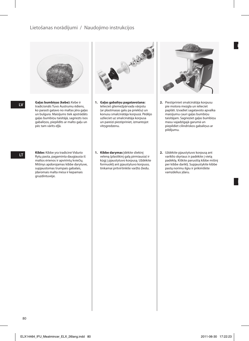 Lietošanas norādījumi / naudojimo instrukcijos | Electrolux EMM1000 User Manual | Page 80 / 88