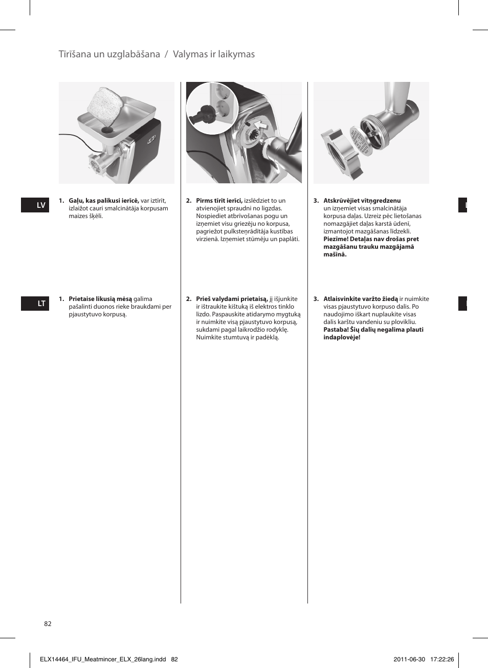 Tīrīšana un uzglabāšana / valymas ir laikymas | Electrolux EMM1000 User Manual | Page 82 / 88