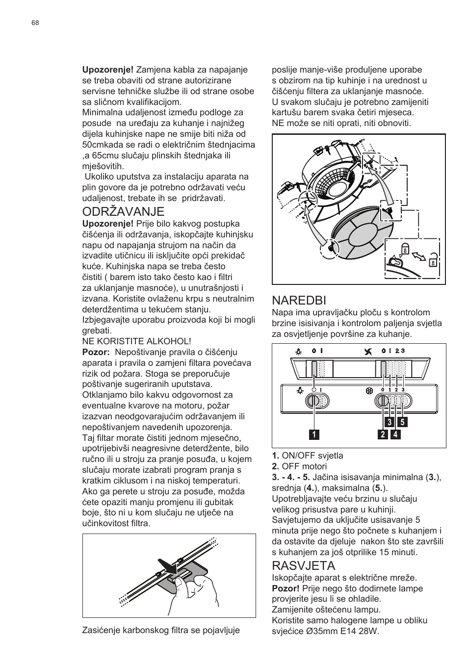 Održavanje, Naredbi, Rasvjeta | Electrolux EFT635X User Manual | Page 68 / 100