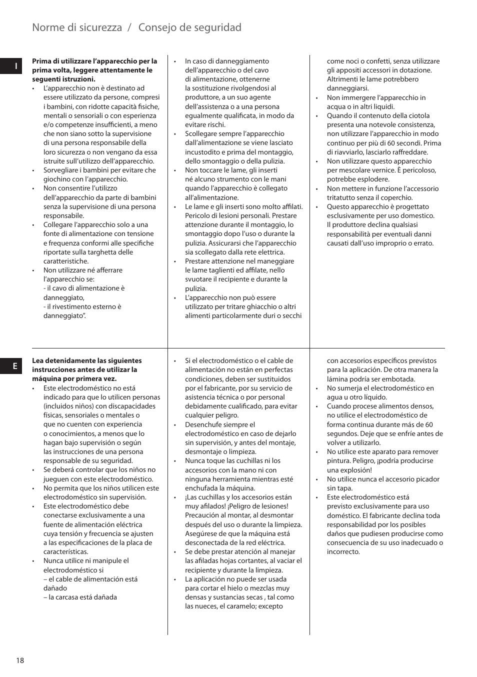 Norme di sicurezza, Consejo de seguridad | Electrolux ESTM5400 User Manual | Page 18 / 100