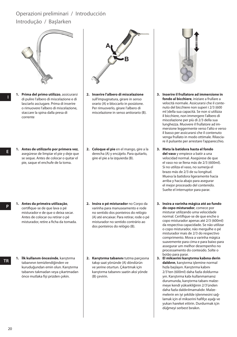 Operazioni preliminari, Introducción, Introdução | Başlarken | Electrolux ESTM5400 User Manual | Page 20 / 100