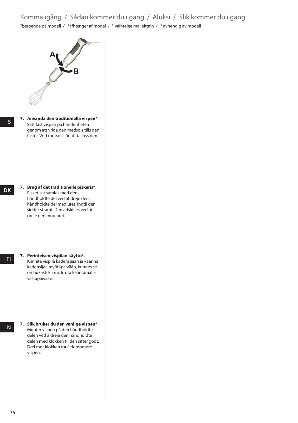 Komma igång, Sådan kommer du i gang, Aluksi | Slik kommer du i gang | Electrolux ESTM5400 User Manual | Page 36 / 100