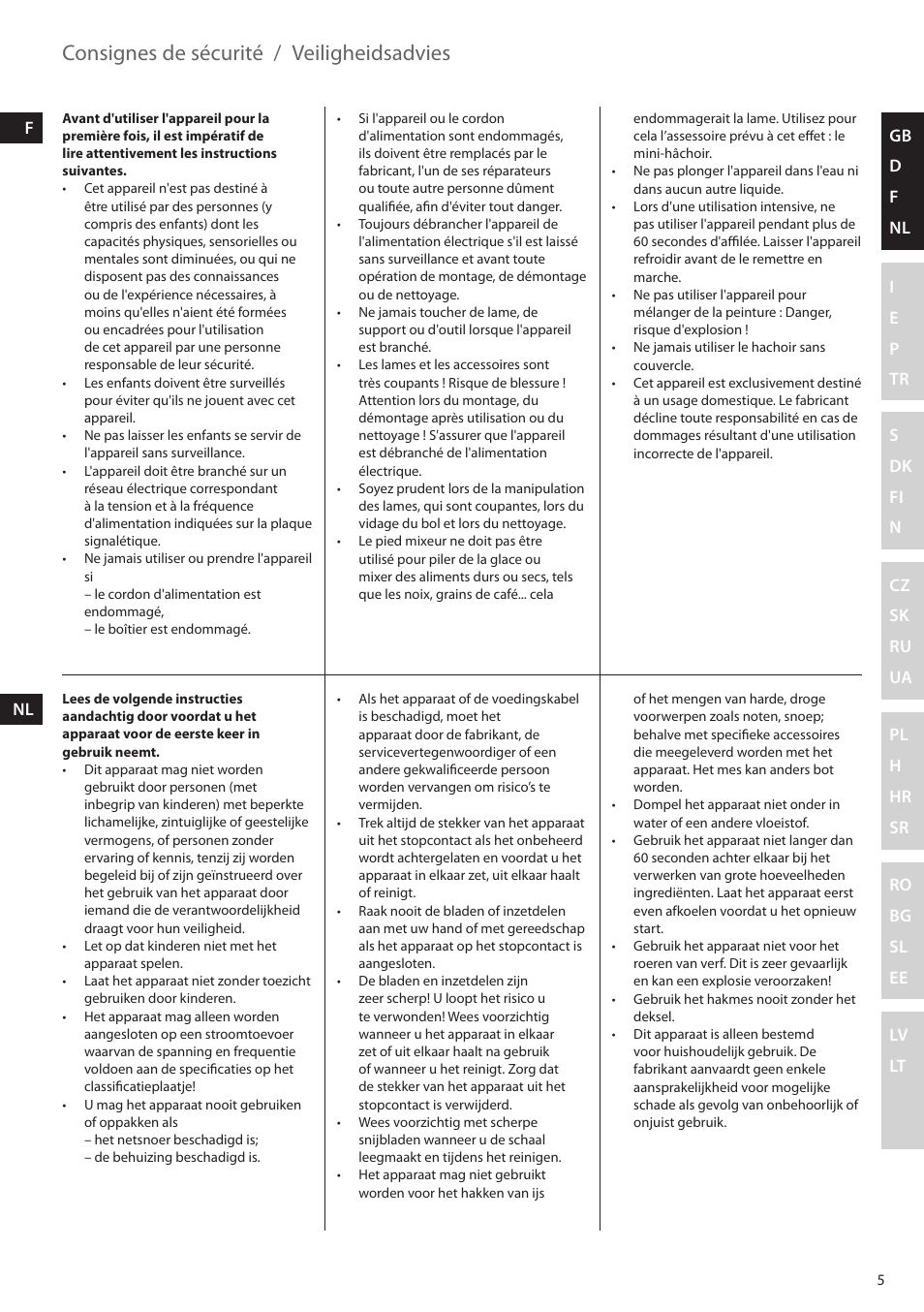 Consignes de sécurité, Veiligheidsadvies | Electrolux ESTM5400 User Manual | Page 5 / 100
