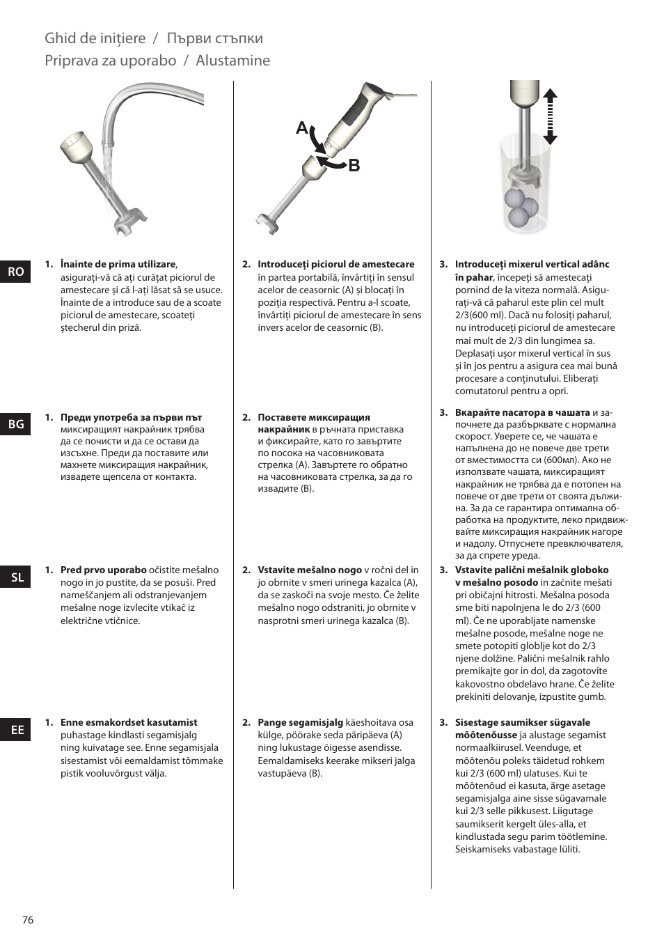 Ghid de iniţiere, Първи стъпки, Priprava za uporabo | Alustamine | Electrolux ESTM5400 User Manual | Page 76 / 100