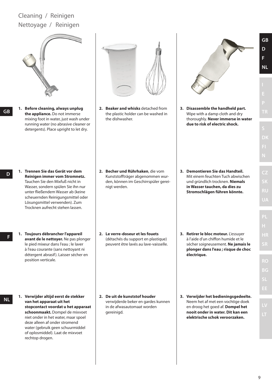 Cleaning / reinigen, Nettoyage, Reinigen | Electrolux ESTM5400 User Manual | Page 9 / 100