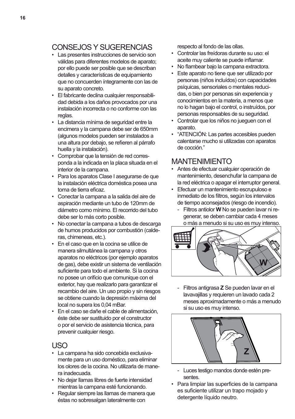 Consejos y sugerencias, Mantenimiento | Electrolux EFV60380BX User Manual | Page 16 / 56