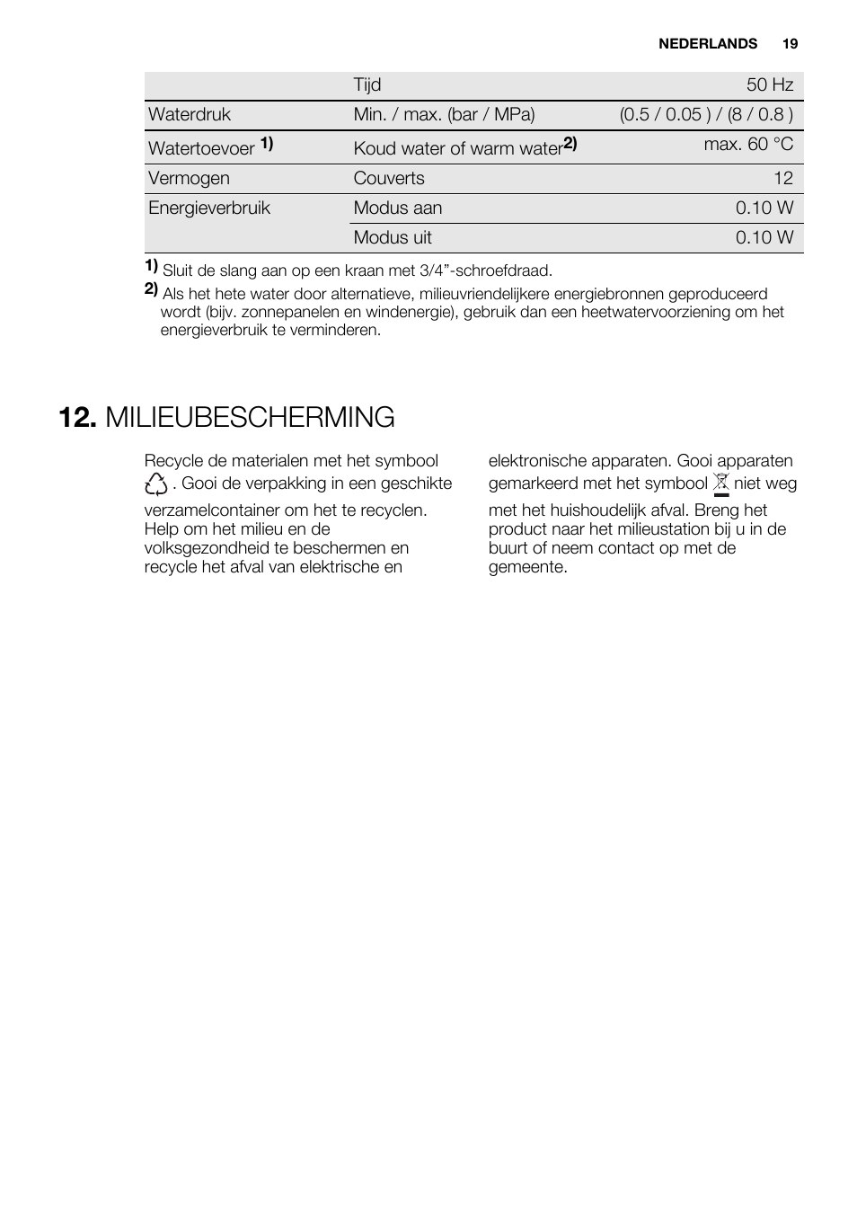 Milieubescherming | Electrolux ESI6700RAX User Manual | Page 19 / 76