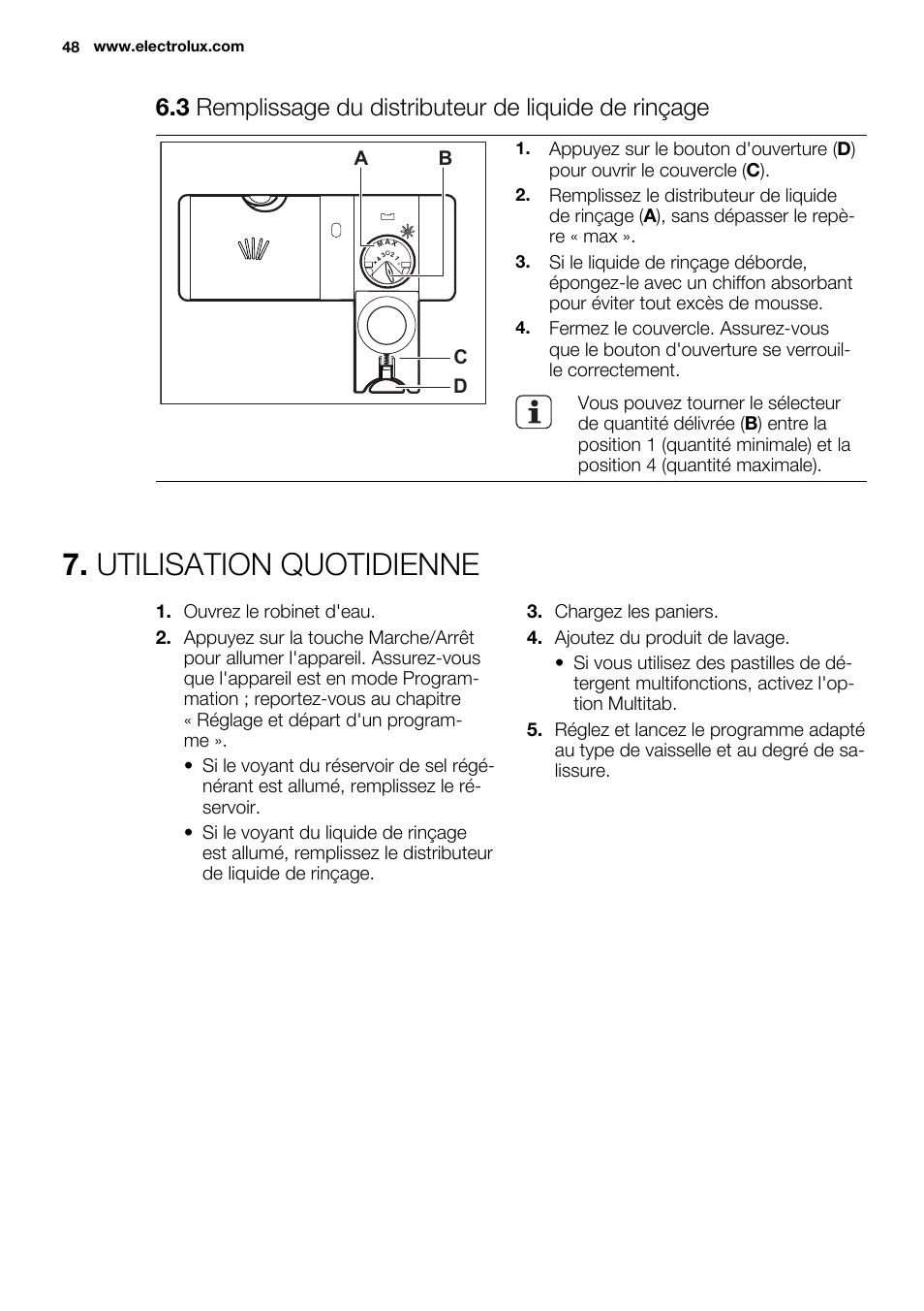 Utilisation quotidienne | Electrolux ESI6700RAX User Manual | Page 48 / 76