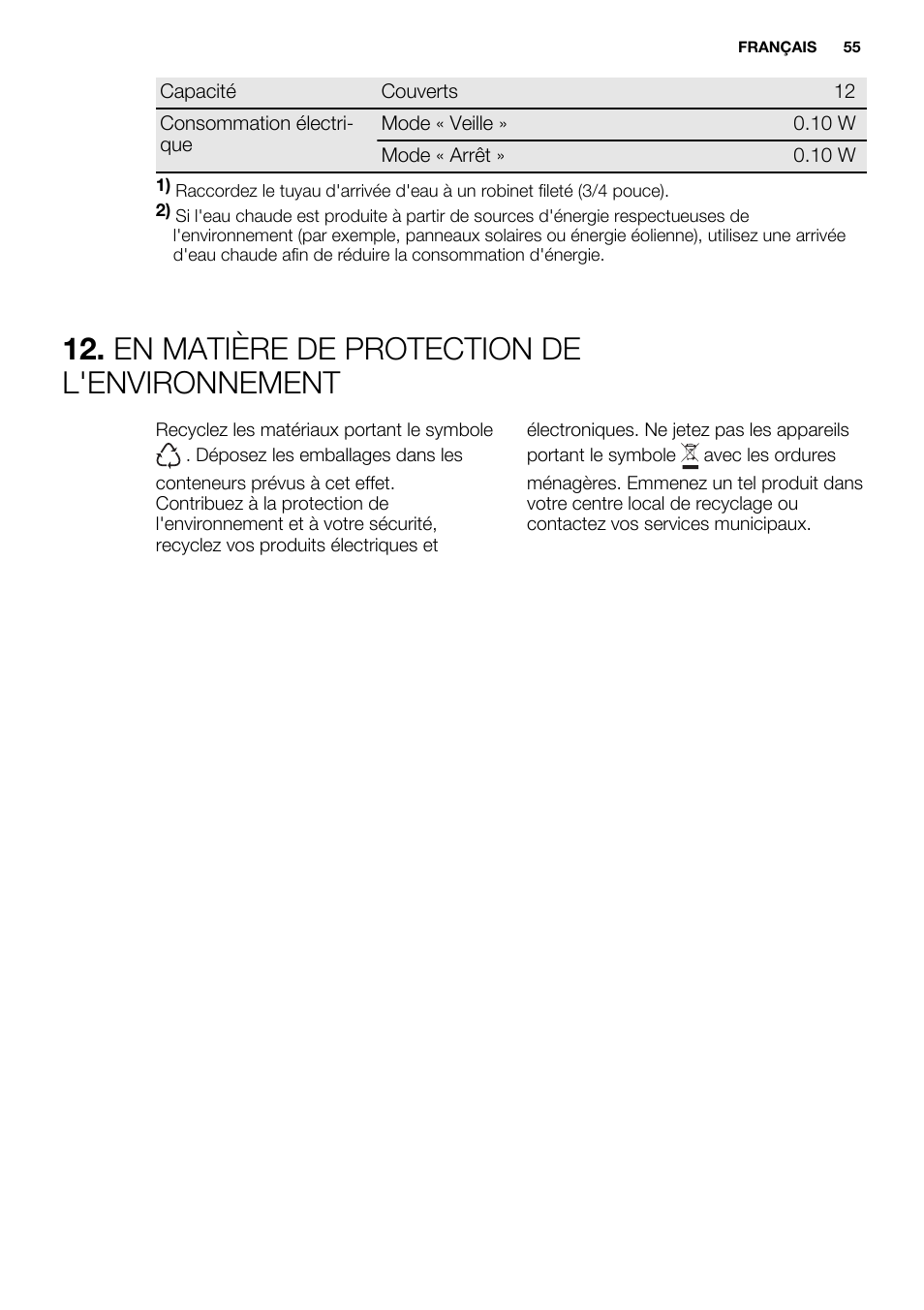 En matière de protection de l'environnement | Electrolux ESI6700RAX User Manual | Page 55 / 76