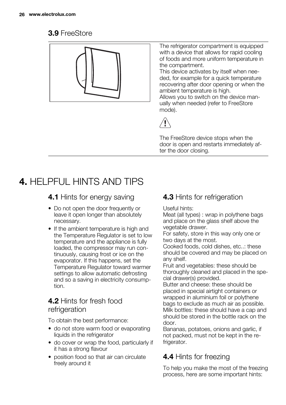 Helpful hints and tips | Electrolux ENG2913AOW User Manual | Page 26 / 72