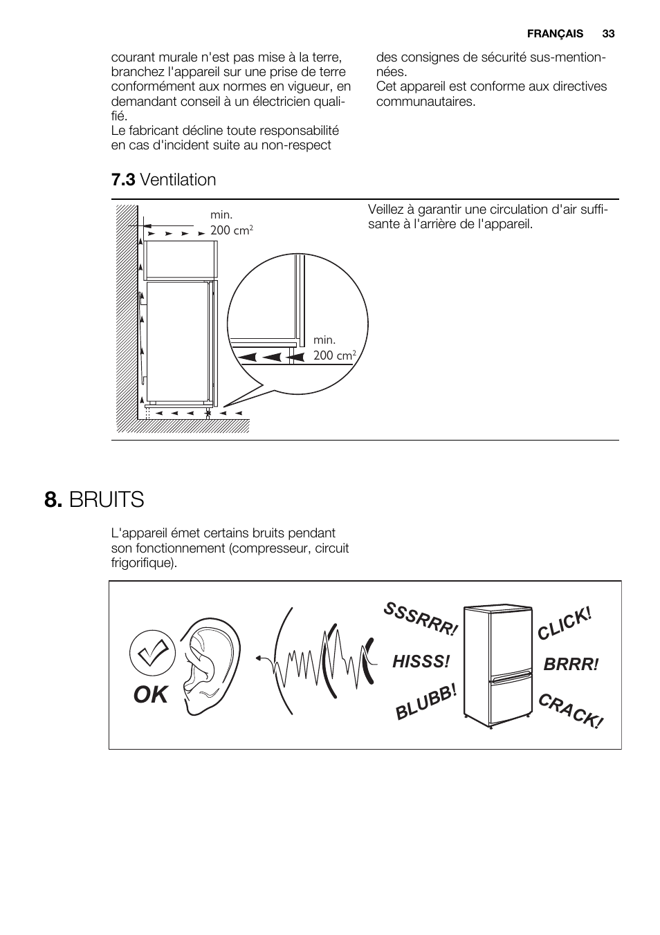Bruits | Electrolux ERG3093AOW User Manual | Page 33 / 56