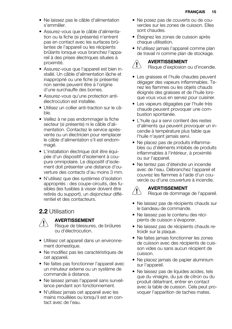 2 utilisation | Electrolux EHS3920HOX User Manual | Page 15 / 36