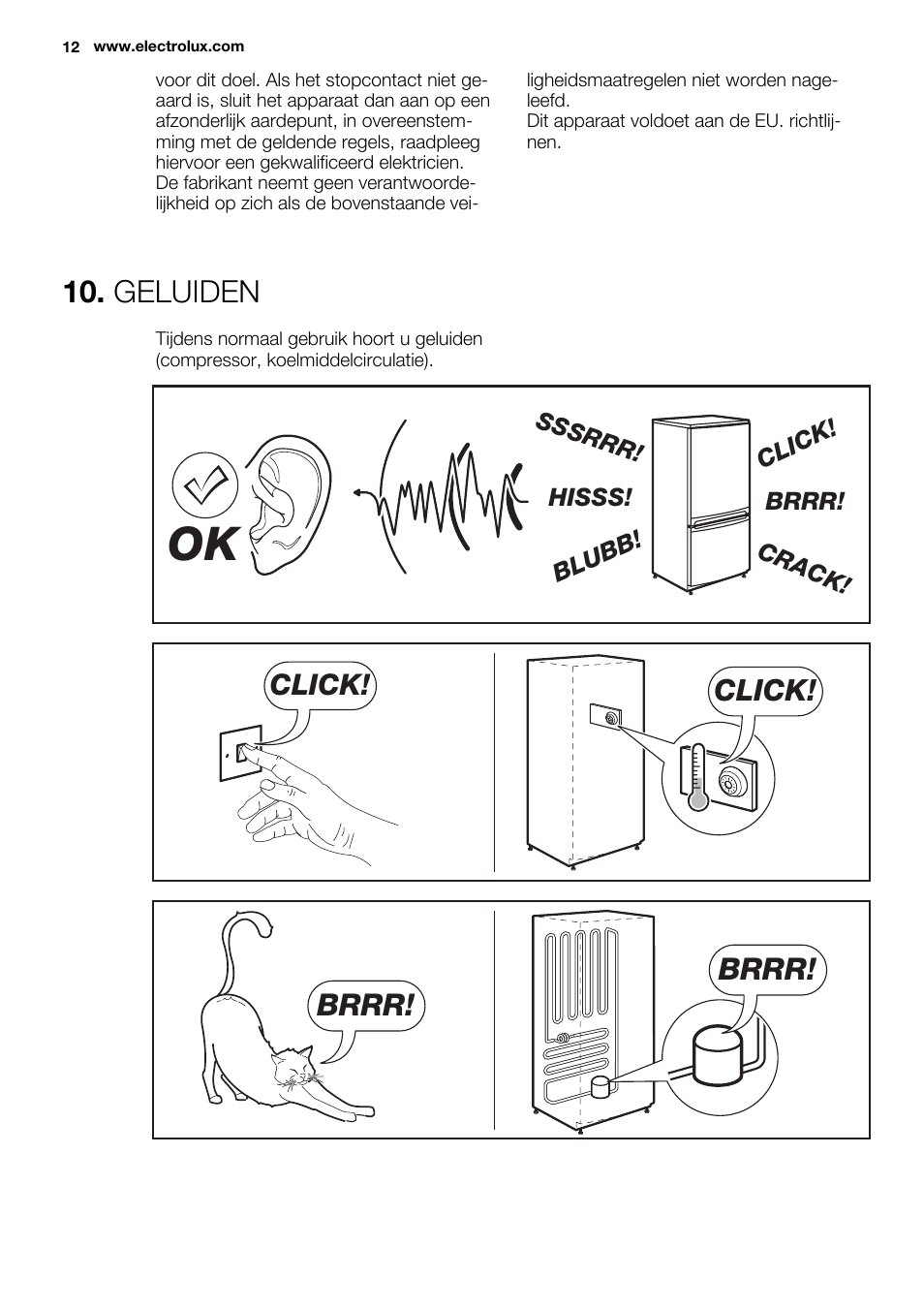 Geluiden, Brrr, Click | Electrolux ERG1501AOW User Manual | Page 12 / 56