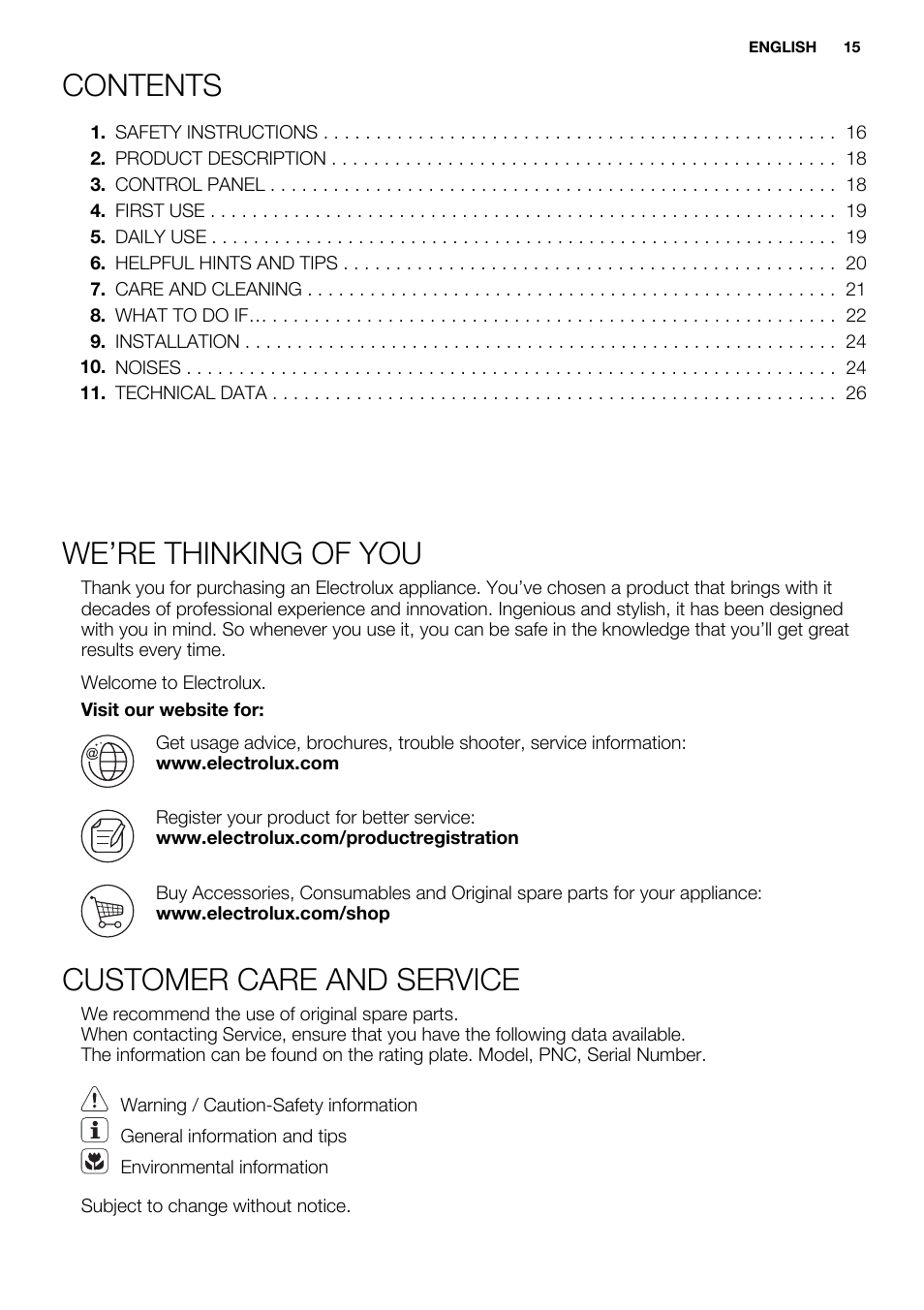 Electrolux ERG1501AOW User Manual | Page 15 / 56