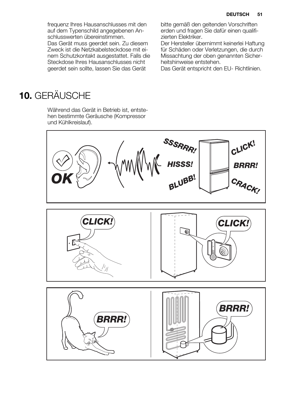 Geräusche, Brrr, Click | Electrolux ERG1501AOW User Manual | Page 51 / 56