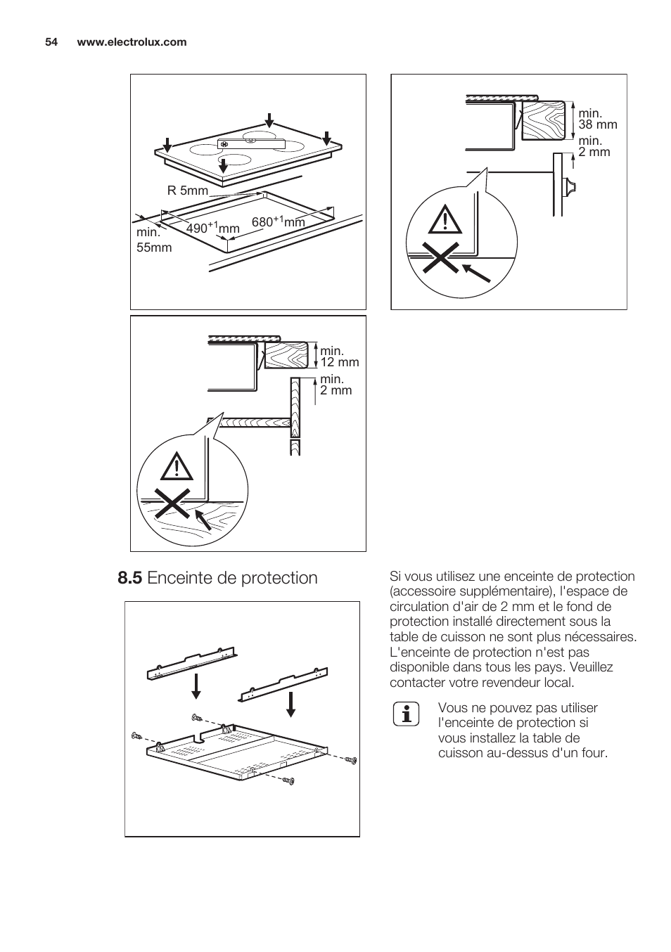 5 enceinte de protection, Caractéristiques techniques | Electrolux EHL7640FOK User Manual | Page 54 / 76