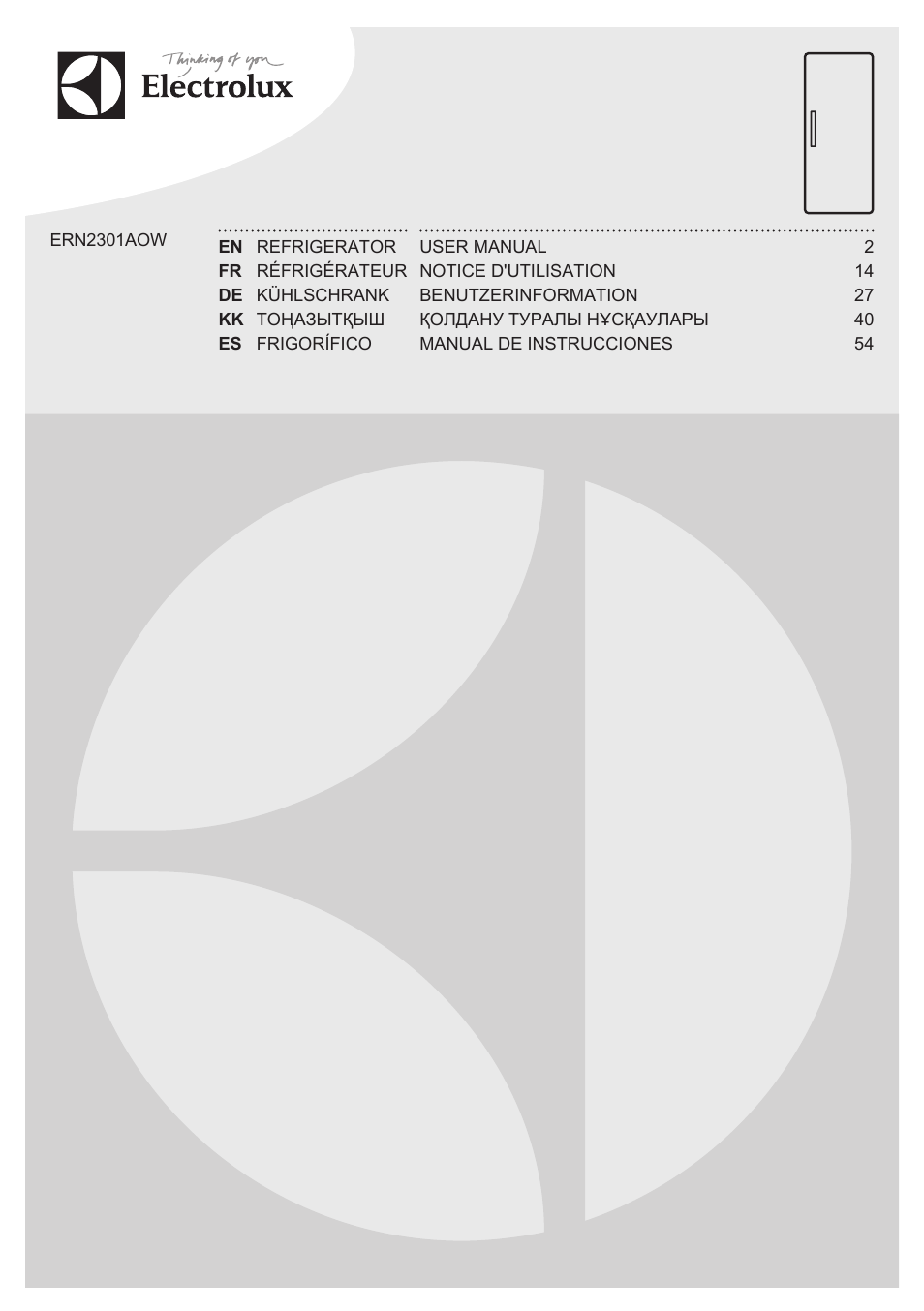 Electrolux ERN2301AOW User Manual | 68 pages