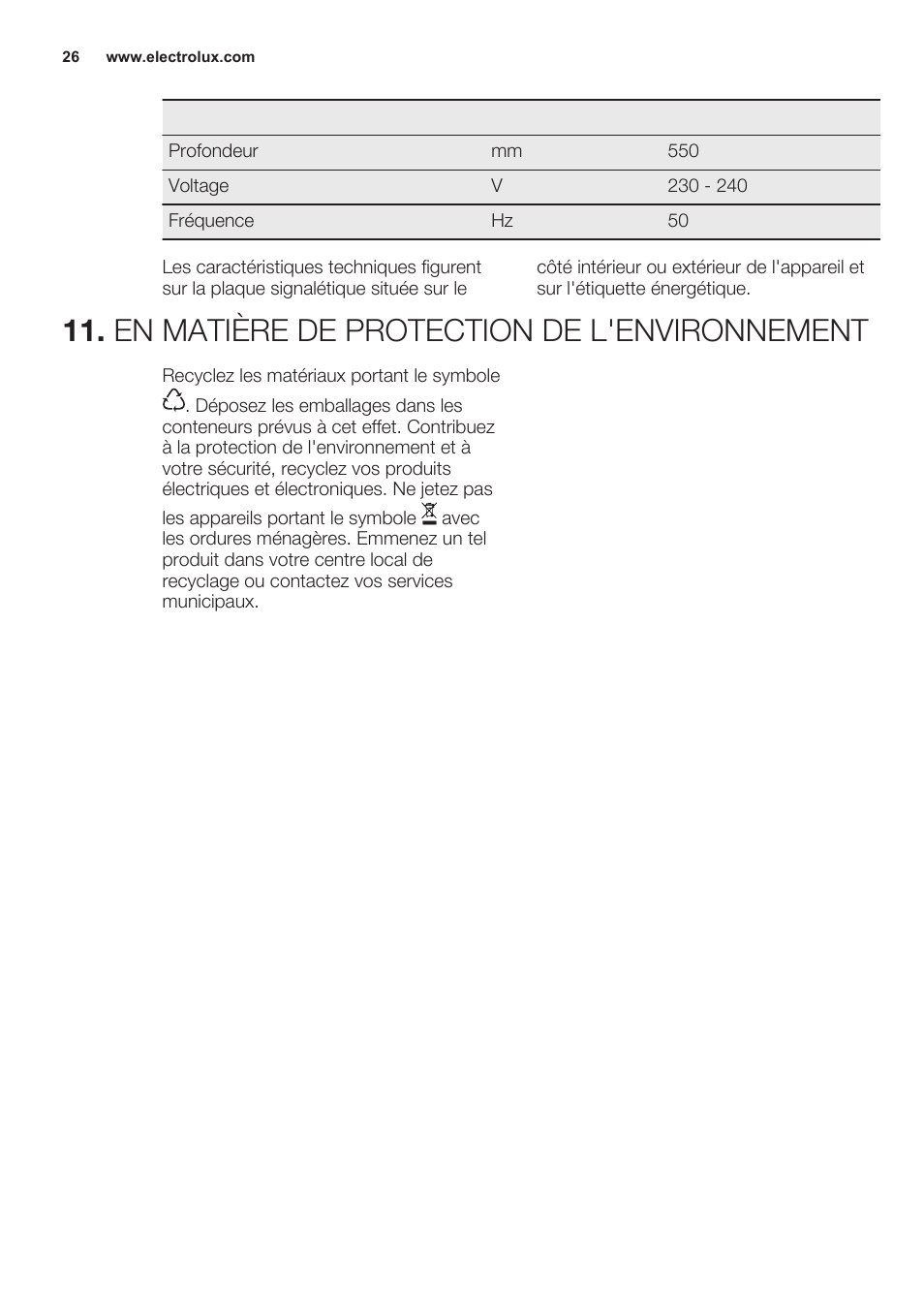 En matière de protection de l'environnement | Electrolux ERN2301AOW User Manual | Page 26 / 68