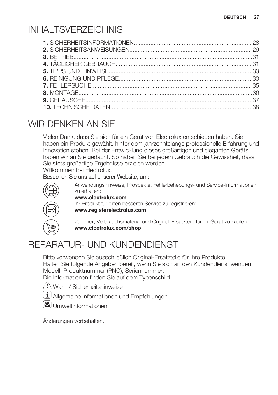 Electrolux ERN2301AOW User Manual | Page 27 / 68