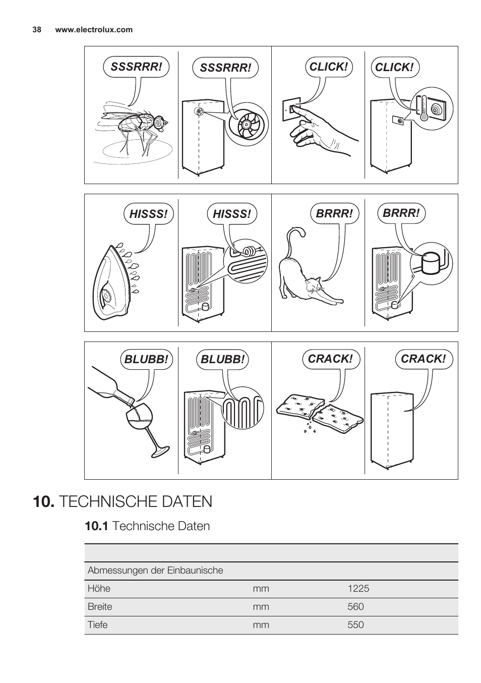 Technische daten, 1 technische daten | Electrolux ERN2301AOW User Manual | Page 38 / 68