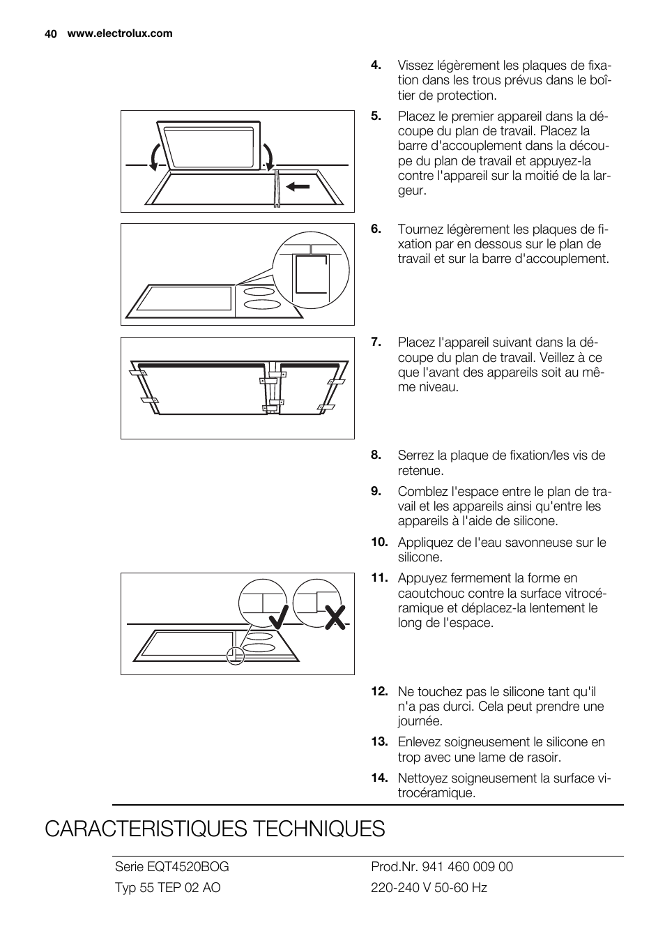 Caracteristiques techniques | Electrolux EQT4520BOG User Manual | Page 40 / 80