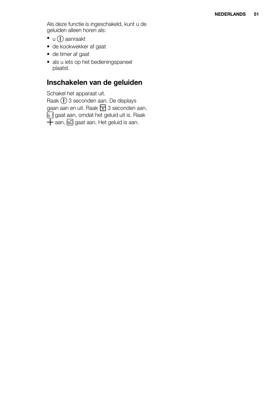 Inschakelen van de geluiden | Electrolux EQT4520BOG User Manual | Page 51 / 80