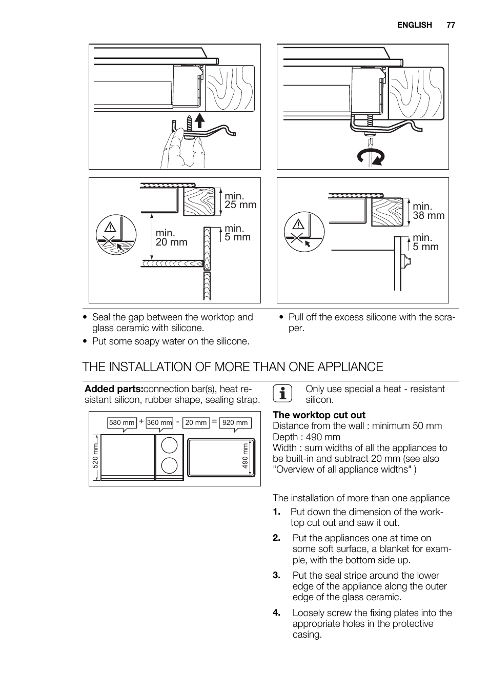 The installation of more than one appliance | Electrolux EQT4520BOG User Manual | Page 77 / 80