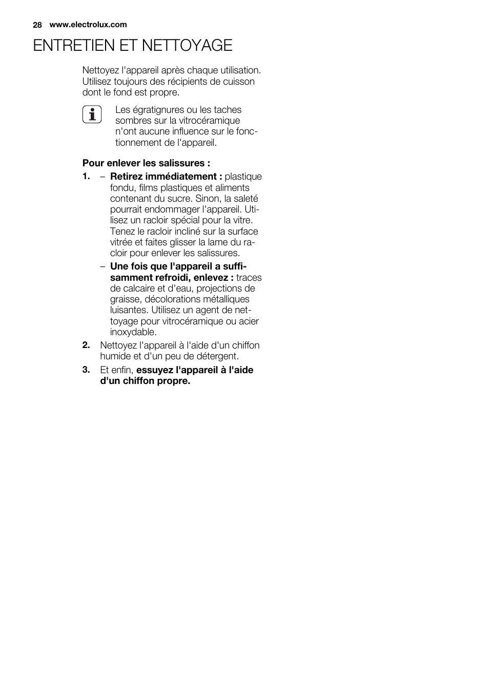 Entretien et nettoyage | Electrolux EHF8748FOK User Manual | Page 28 / 64