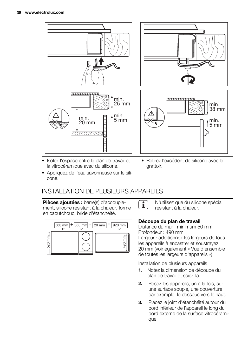 Installation de plusieurs appareils | Electrolux EQH4512BOG User Manual | Page 38 / 80
