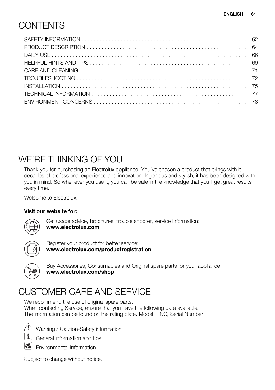 Electrolux EQH4512BOG User Manual | Page 61 / 80