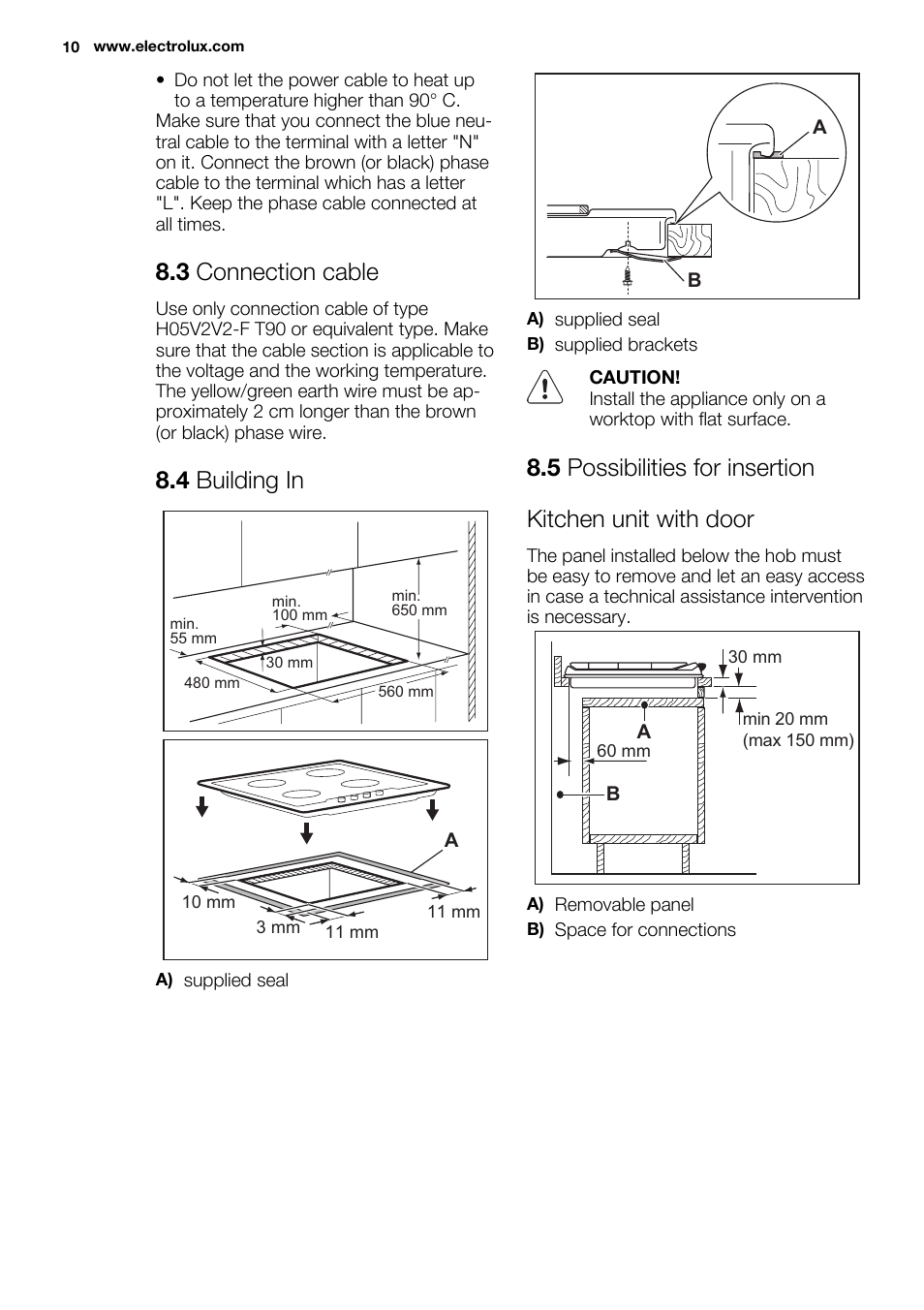 3 connection cable, 4 building in | Electrolux EHS6940HOX User Manual | Page 10 / 48