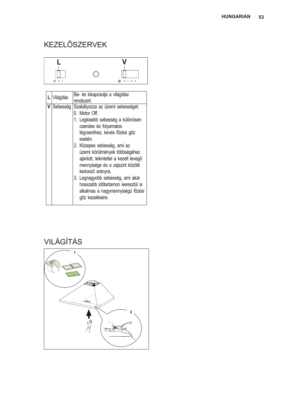 Kezelőszervek világítás | Electrolux EFC60151X User Manual | Page 53 / 56