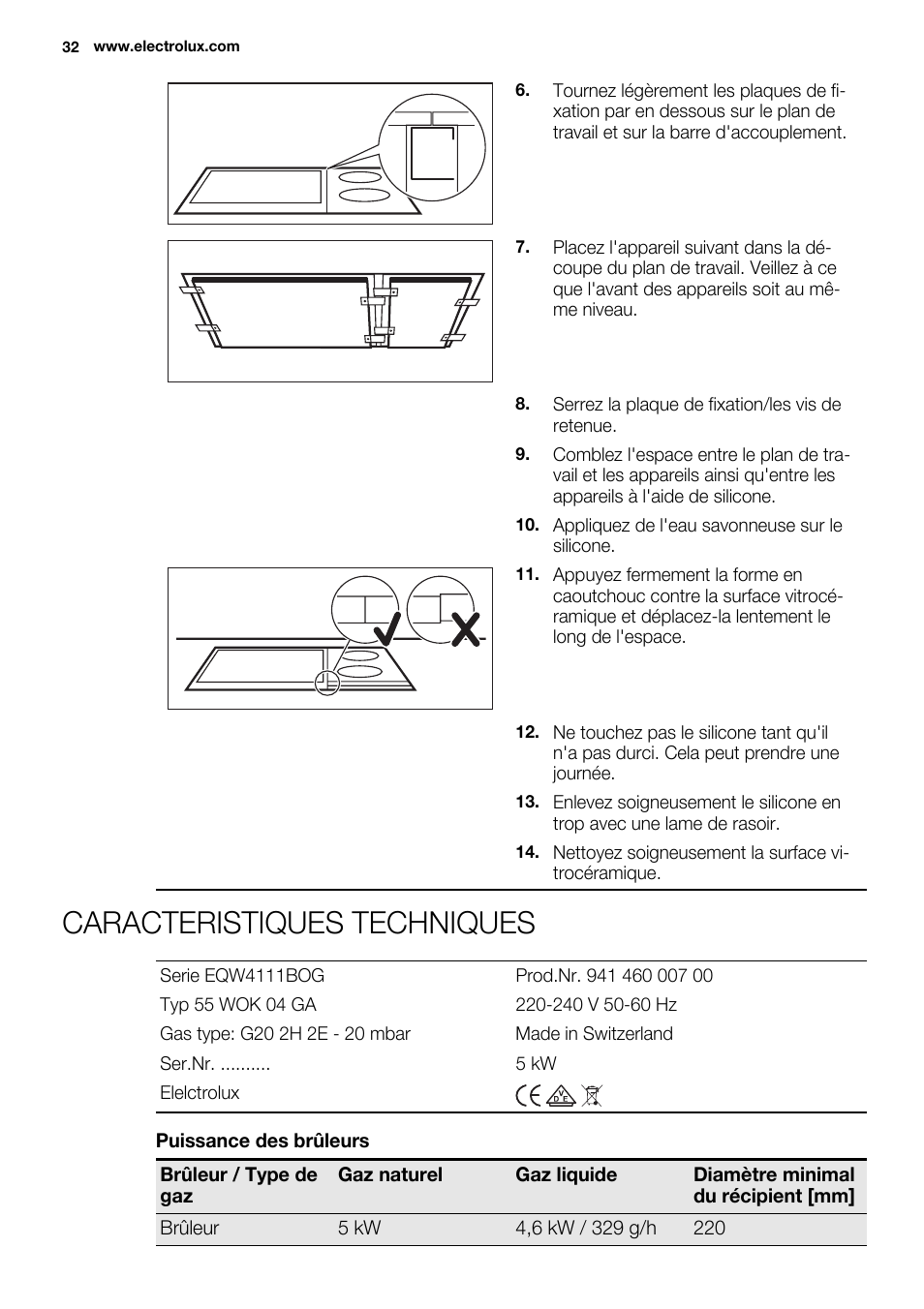 Caracteristiques techniques | Electrolux EQW4111BOG User Manual | Page 32 / 64