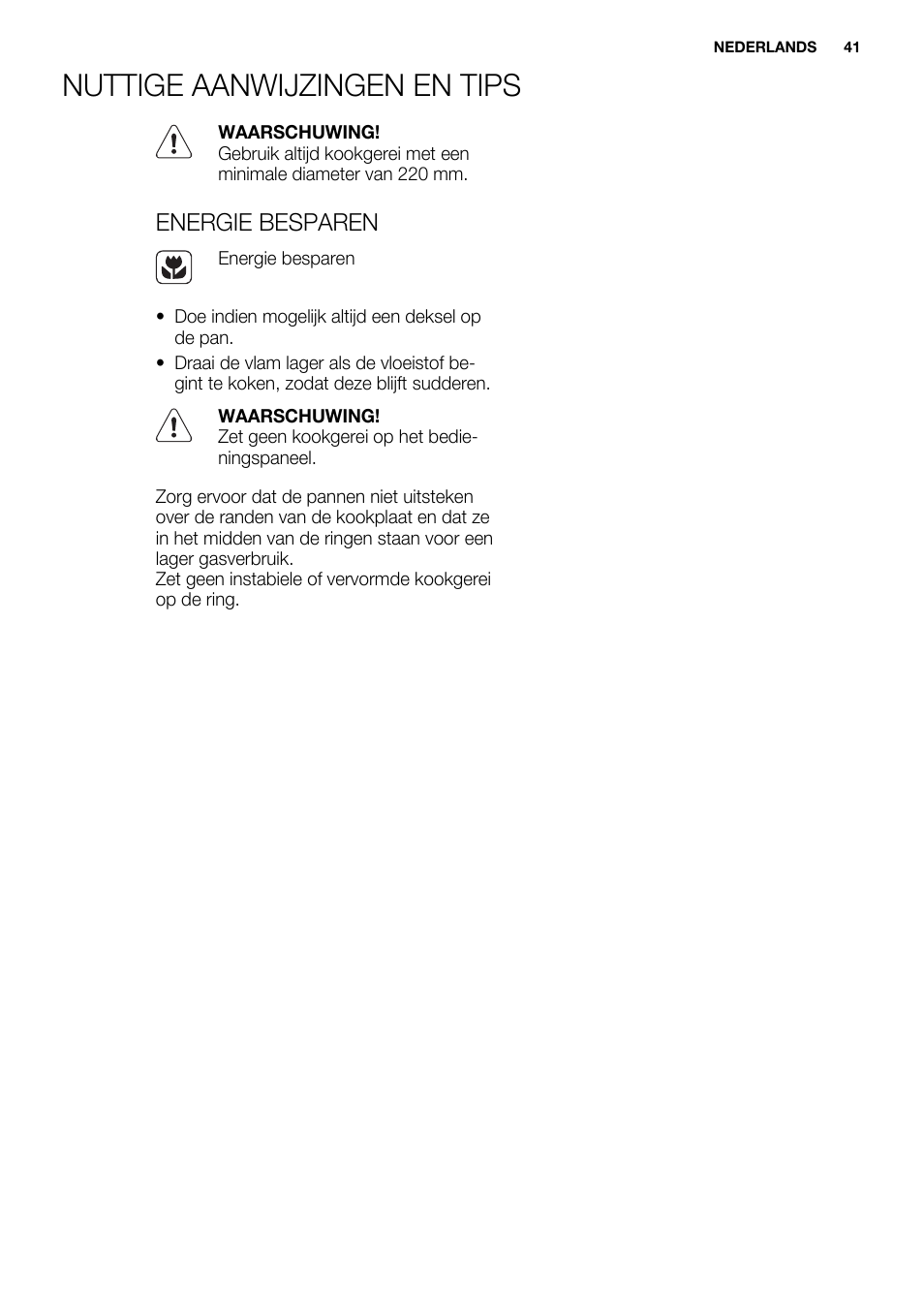Nuttige aanwijzingen en tips, Energie besparen | Electrolux EQW4111BOG User Manual | Page 41 / 64