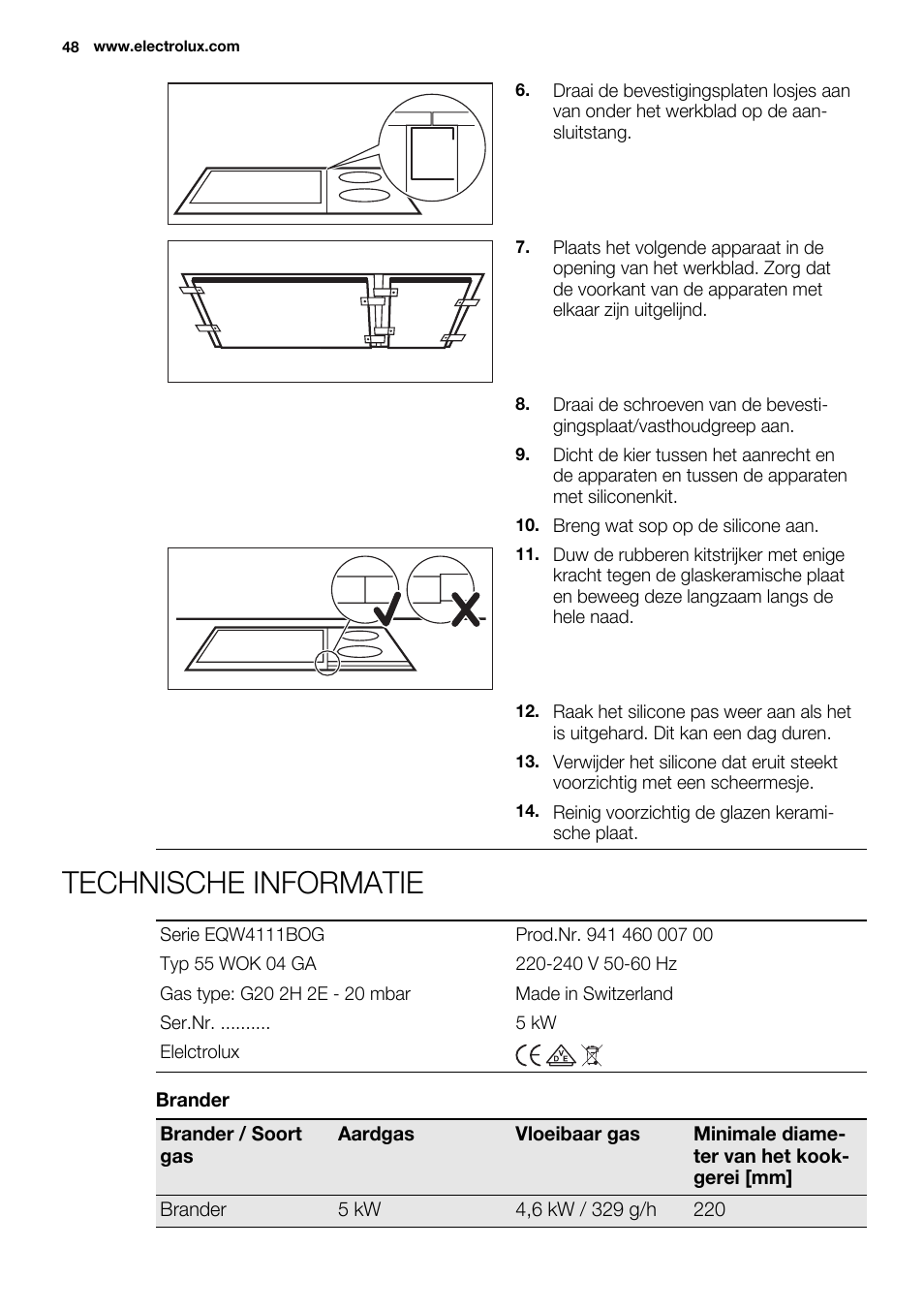 Technische informatie | Electrolux EQW4111BOG User Manual | Page 48 / 64