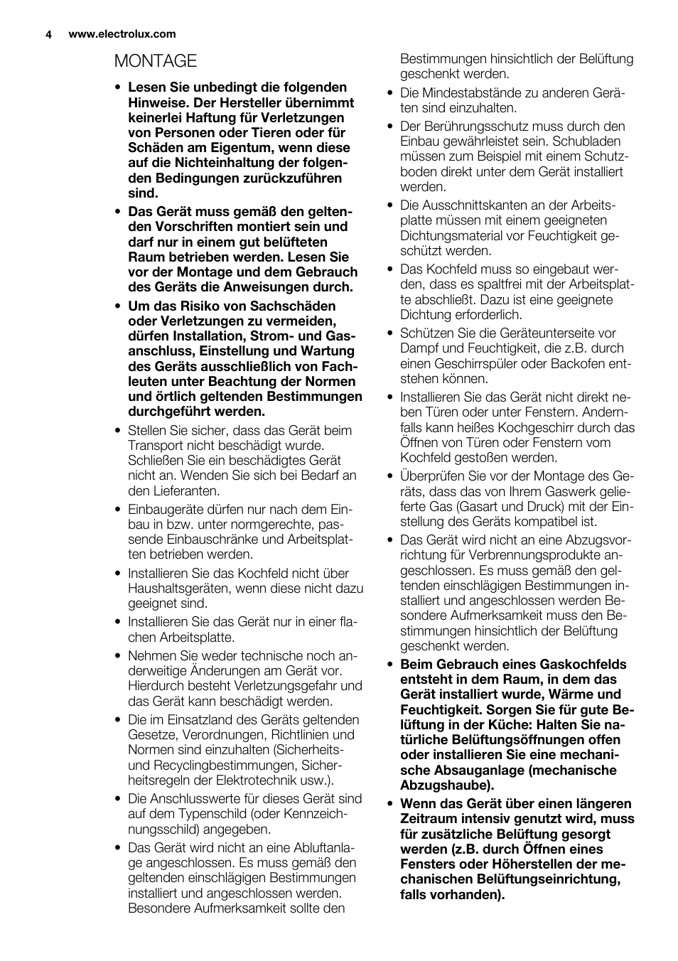 Montage | Electrolux EQG4120BOG User Manual | Page 4 / 64