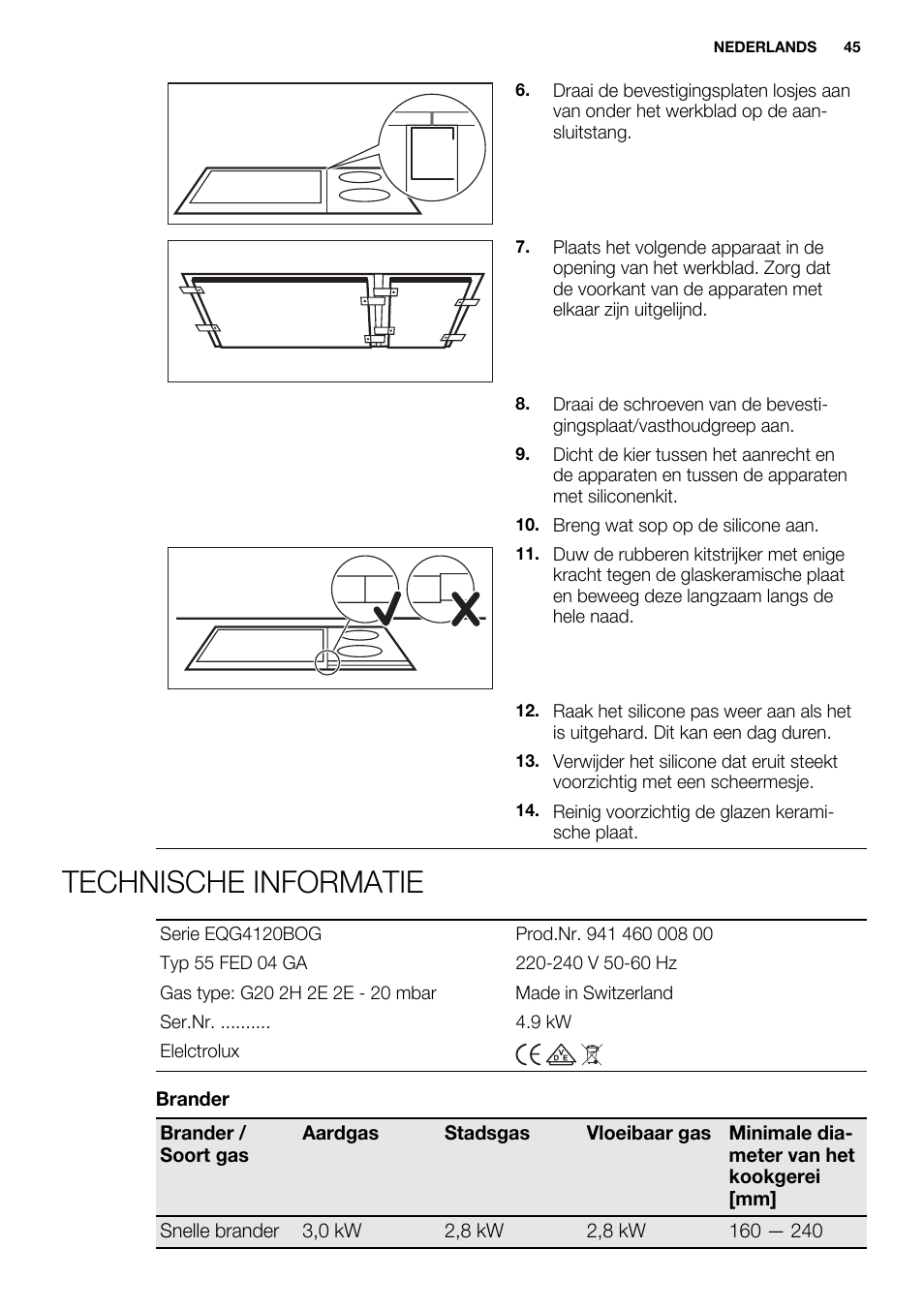 Technische informatie | Electrolux EQG4120BOG User Manual | Page 45 / 64