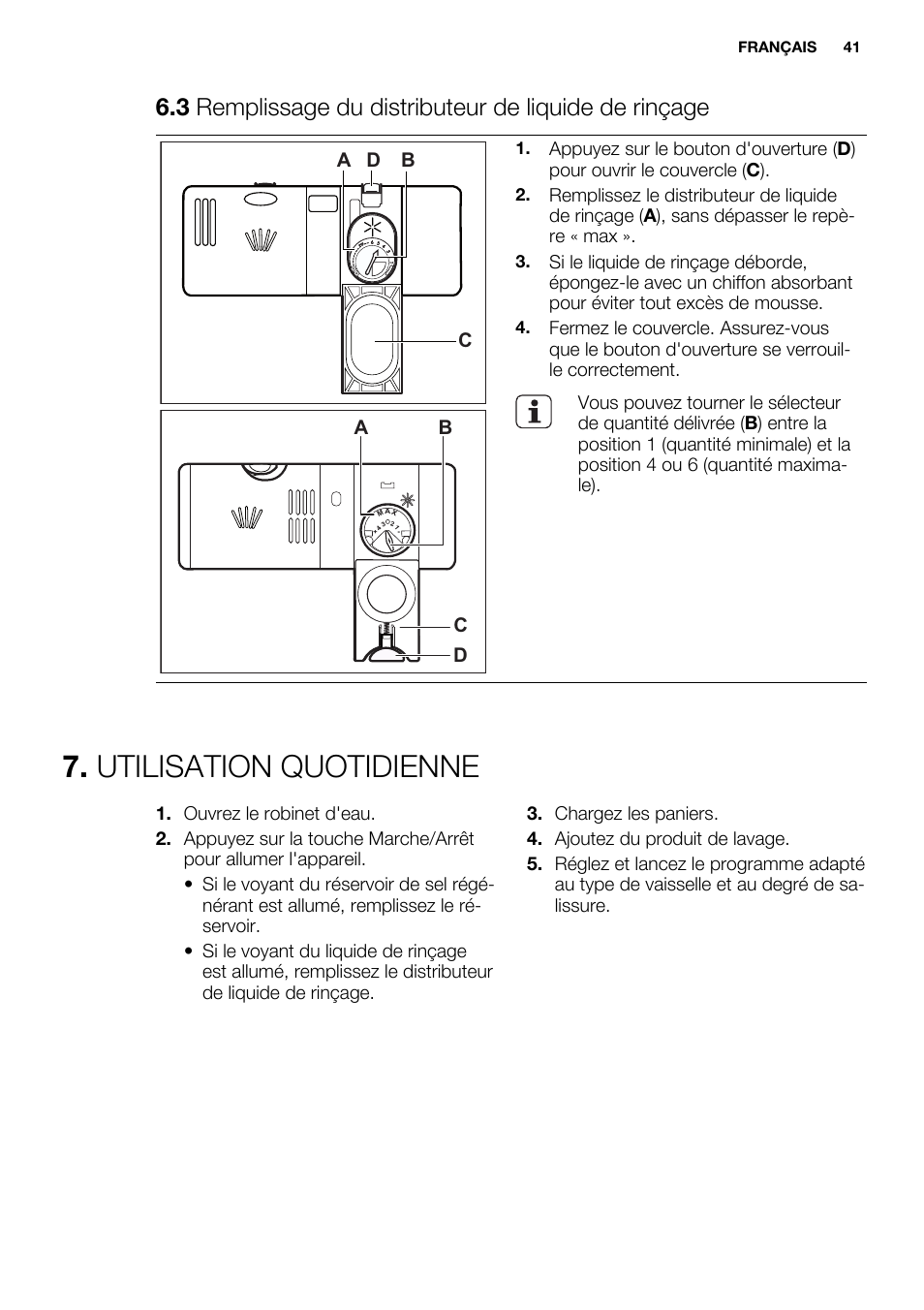 Utilisation quotidienne | Electrolux ESL6355LO User Manual | Page 41 / 68